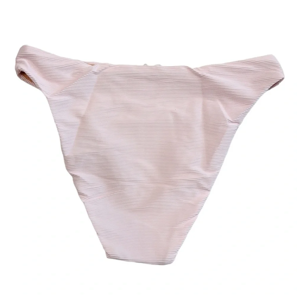 J. Crew‎ Ribbed High Rise Cheeky Bikini Bottom Women's M Pink New BE808